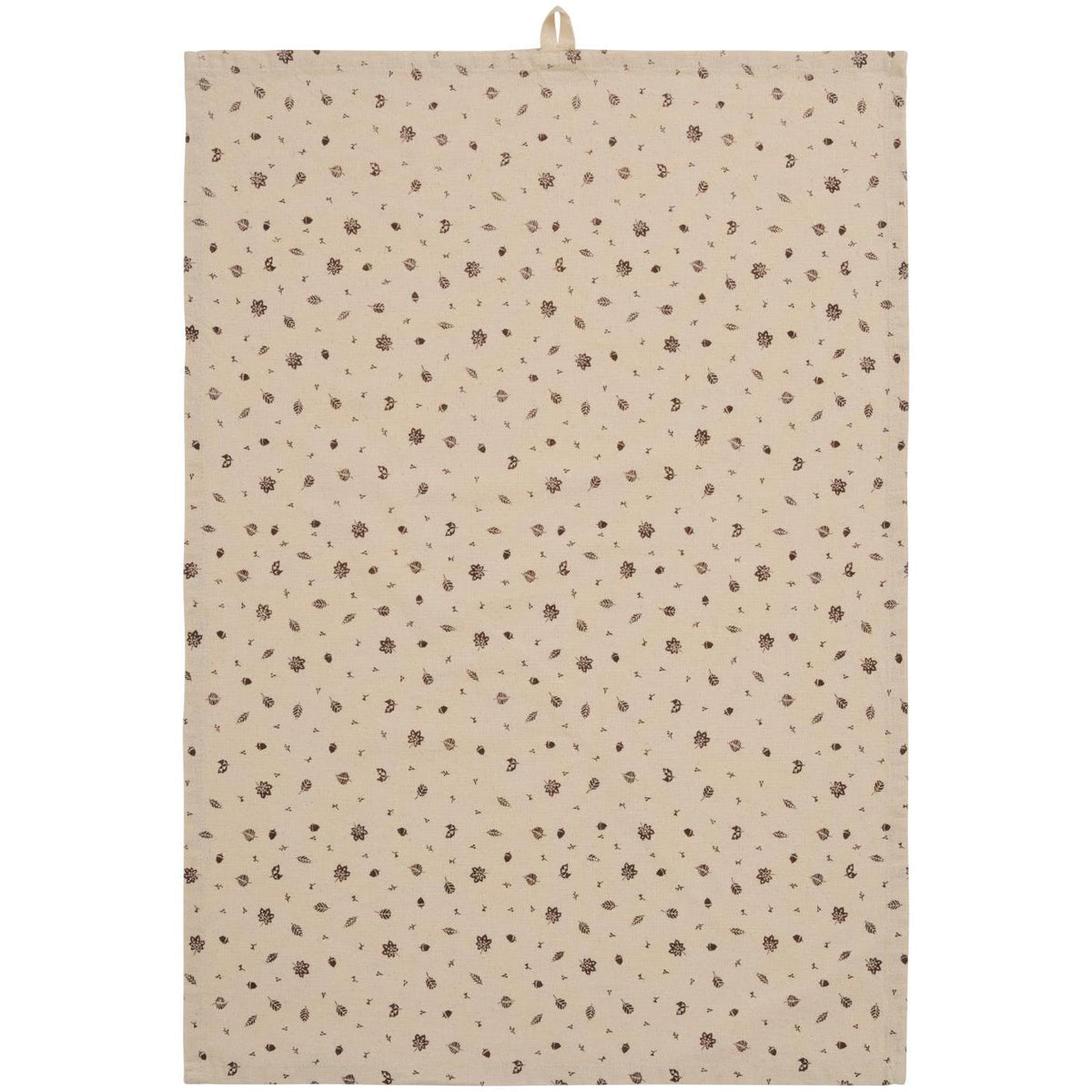 Tea Towel with Brown Autumn Leaves and Acorns