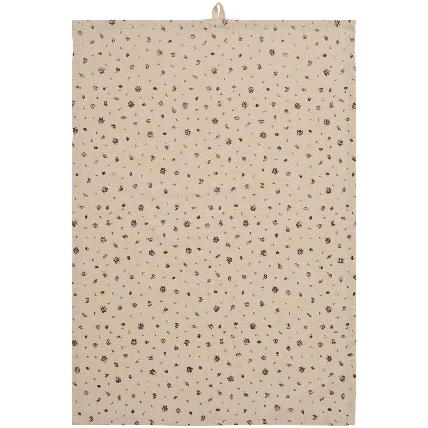 Tea Towel with Brown Autumn Leaves and Acorns
