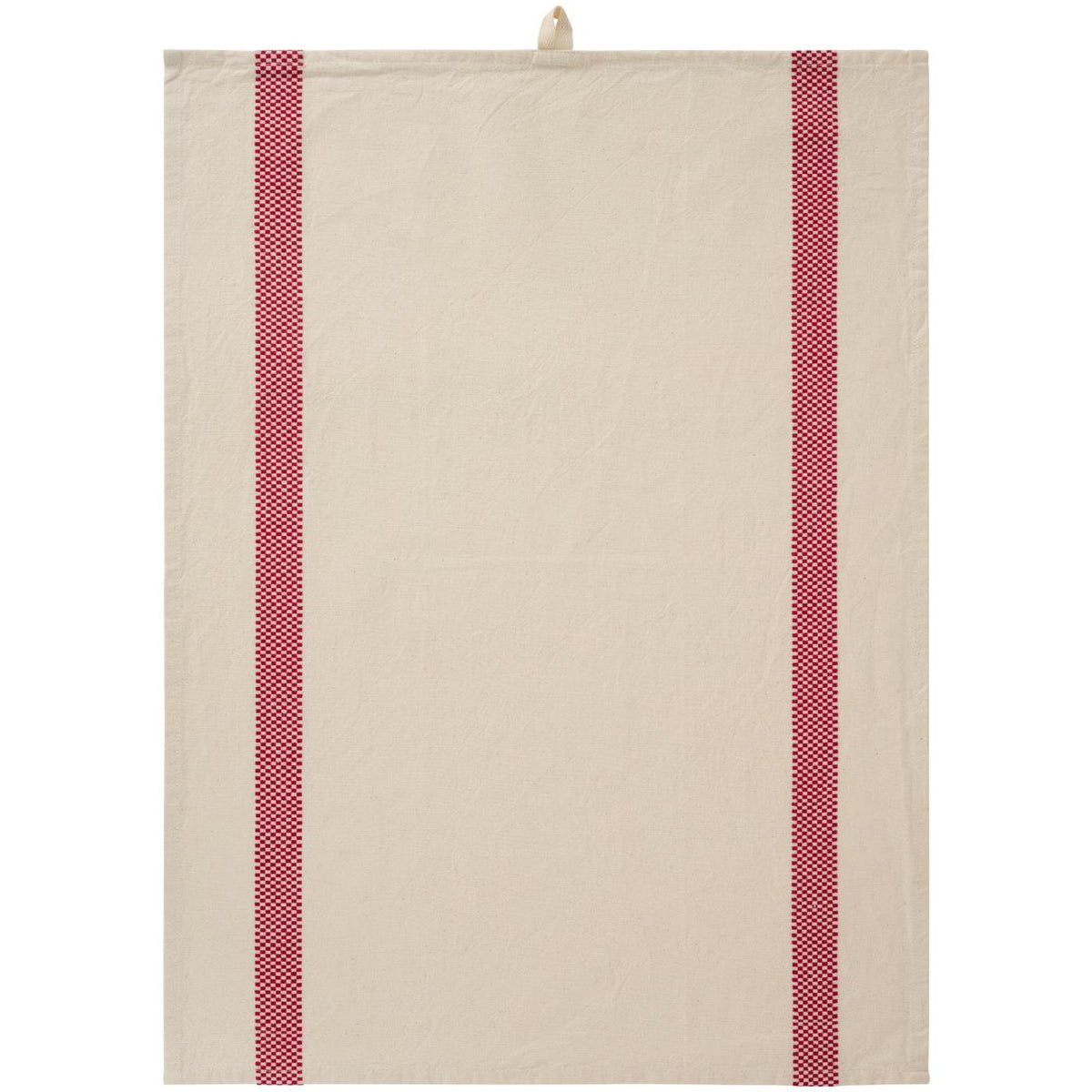 Tea towel Chloe Natural with Red Woven Checkered Stripes | Annie Mo's