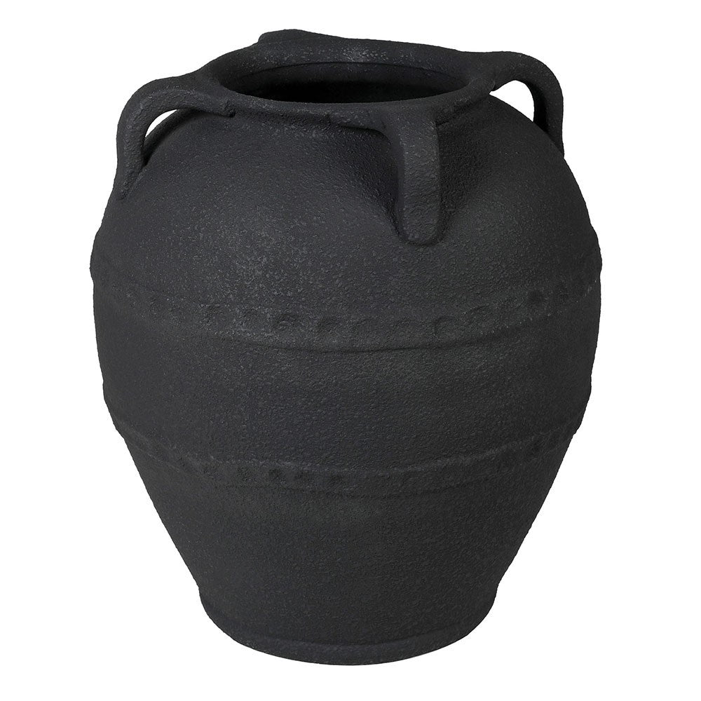 Textured Black Terracotta Vase 38cm-B