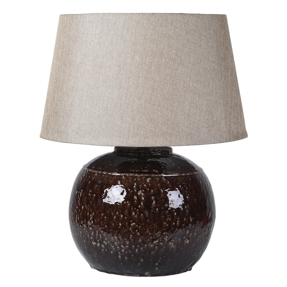 Textured Glazed Table Lamp with Linen Shade 62cm | Annie Mo's