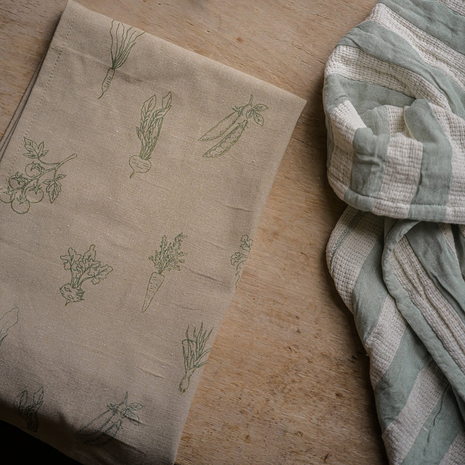 The Vegetable Patch Tea Towel Pack - Pea Green | Annie Mo's