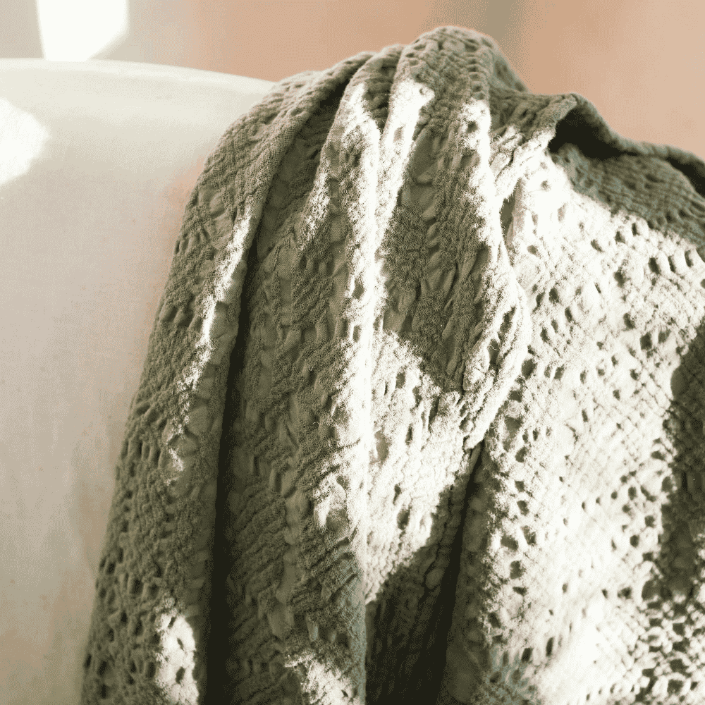 The Chantilly Cotton Throw - Olive 130 x 230cm-2