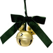 Three Golden Bells with Green Velvet Ribbon 13cm