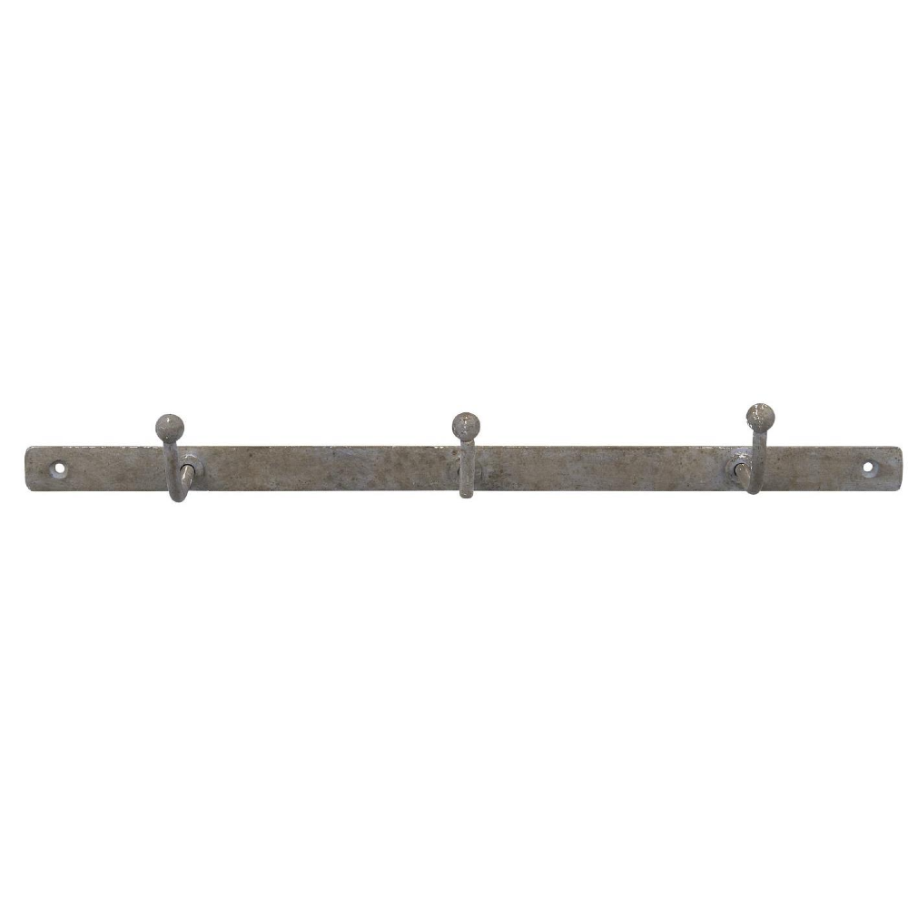 Three Hook Wall Rack - Distressed Metal 38cm