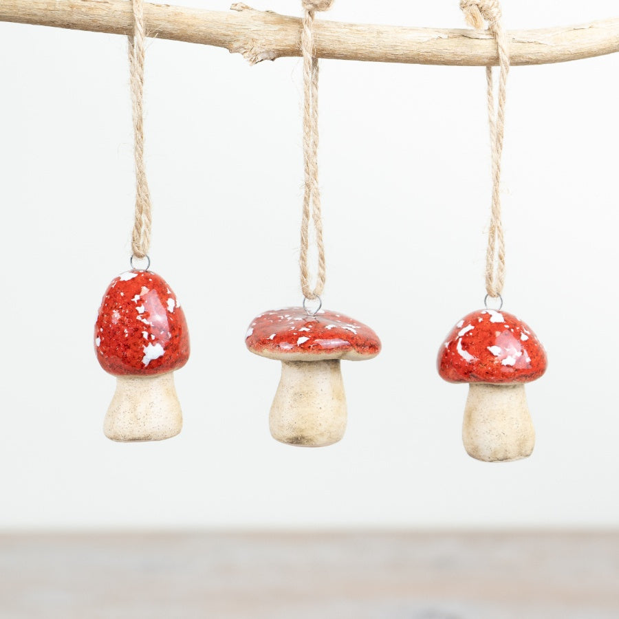 Three Assorted Red Mushroom Hangers | Annie Mo's