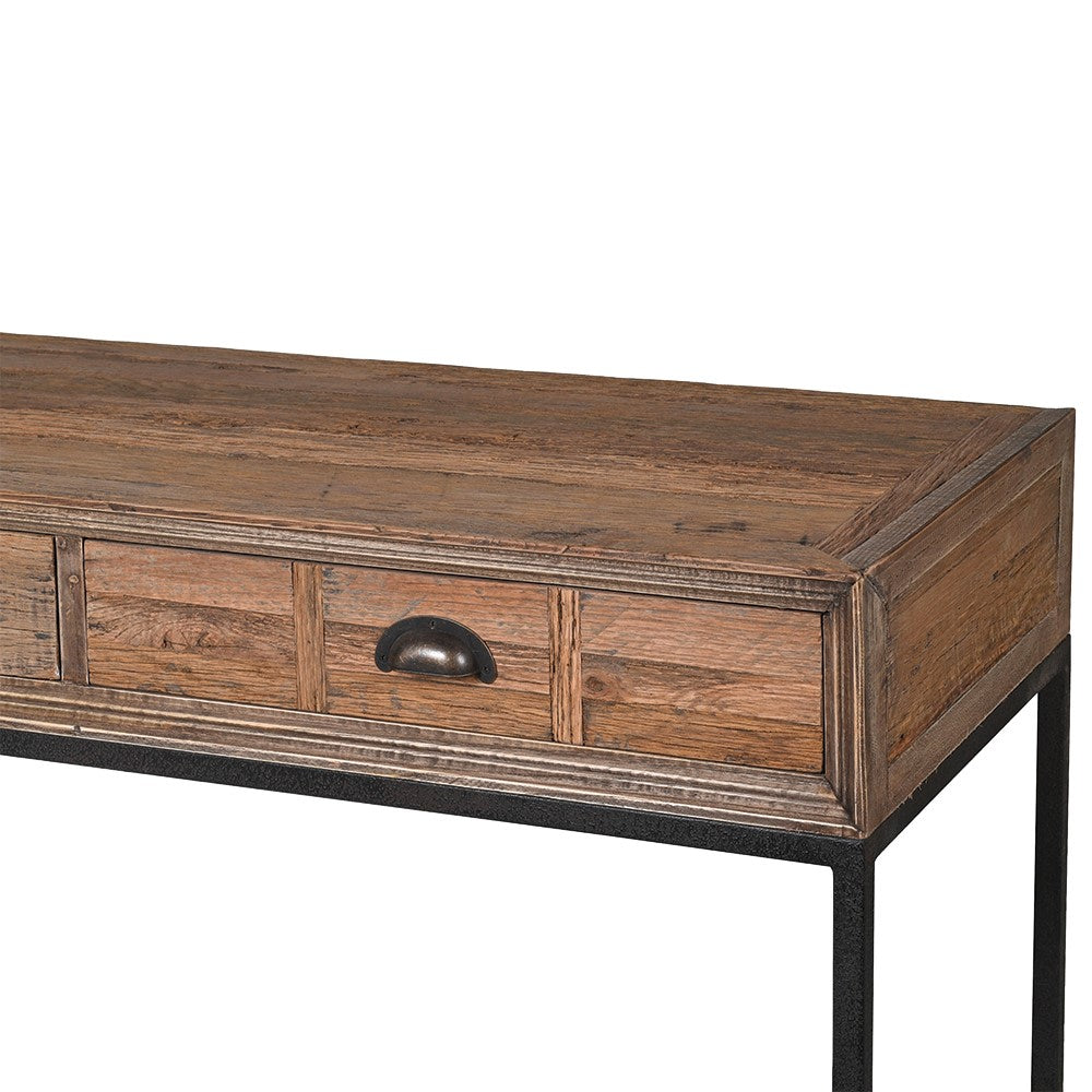 Three Drawer Console Table with Wood and Metal 160cm-3