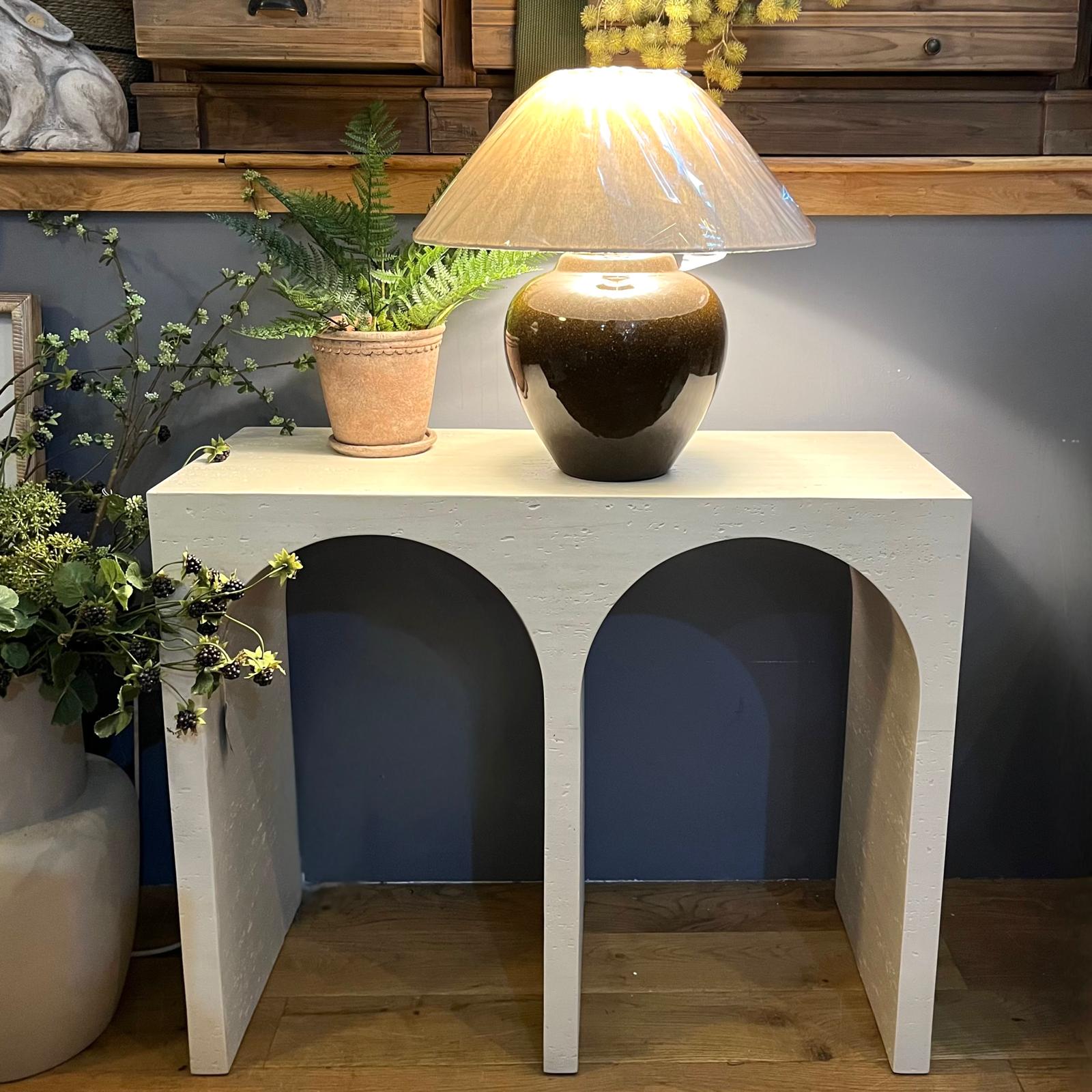 Travertine Effect Double Arch Console Table 98cm
