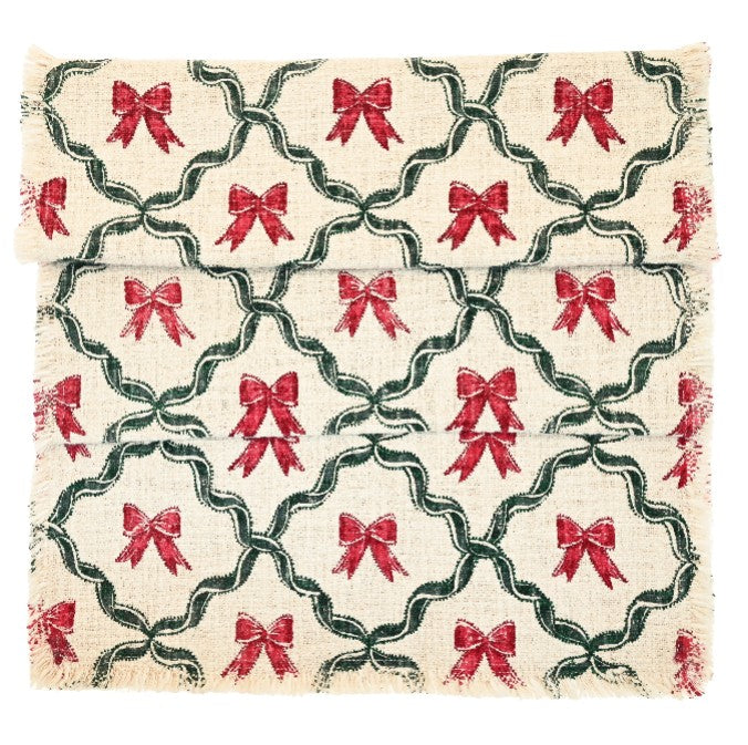 Trellis and Bow Table Runner Red 40x180cm | Annie Mo's