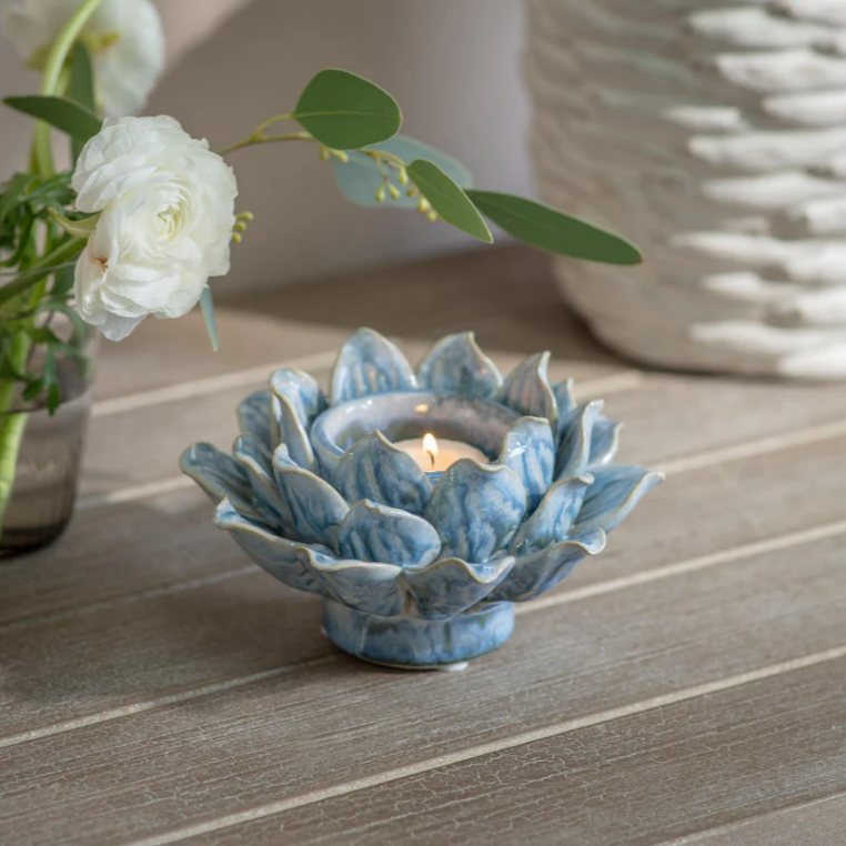 Tresco Azure Blossom Candle Holder 16cm | Annie Mo's