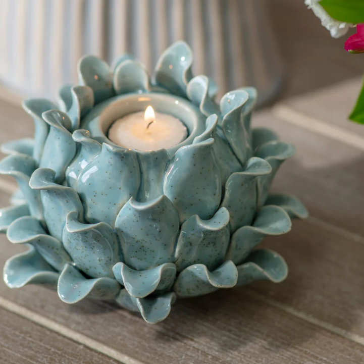 Tresco Sage Petal Candle Holder 15cm B | Annie Mo's