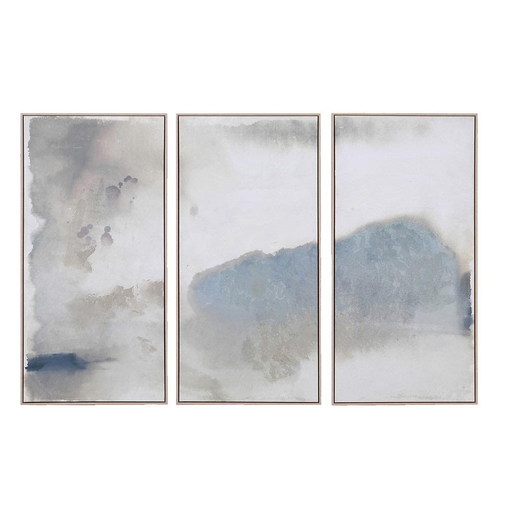Tryptic Moody Blue Abstract Canvas Set 119cm High | Annie Mo's