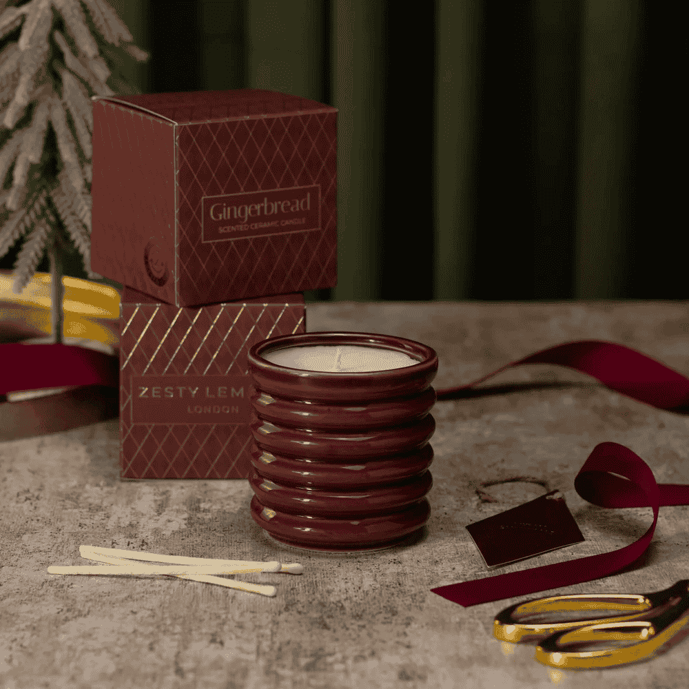 Under the Tree: Burgundy Gingerbread Candle - Gingerbread