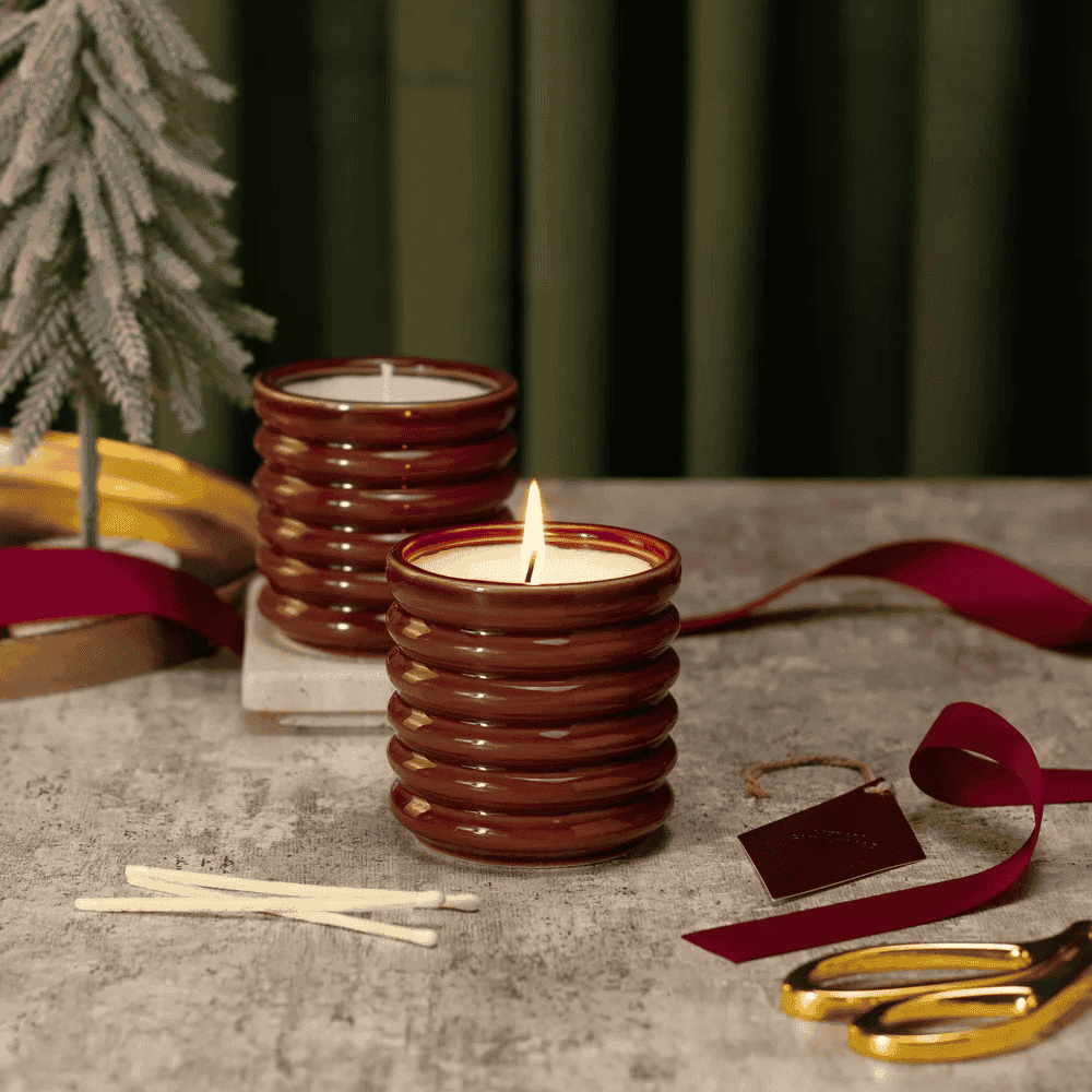 Under the Tree: Burgundy Gingerbread Candle - Gingerbread