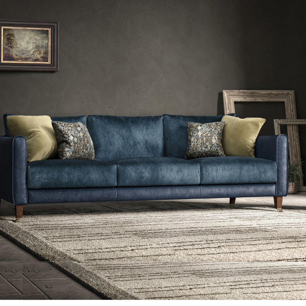 Mayfield Three Seater Sofa | Leather Fabric Mix