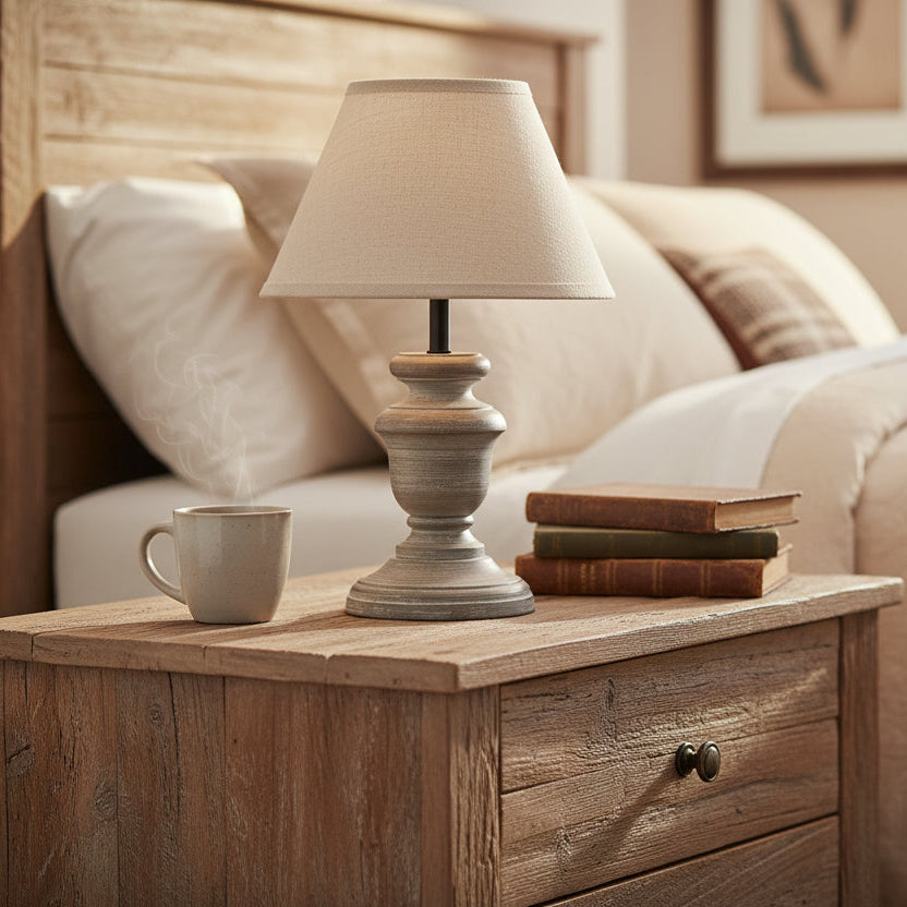 Urn Table Lamp With Linen Shade 24cm | Annie Mo's