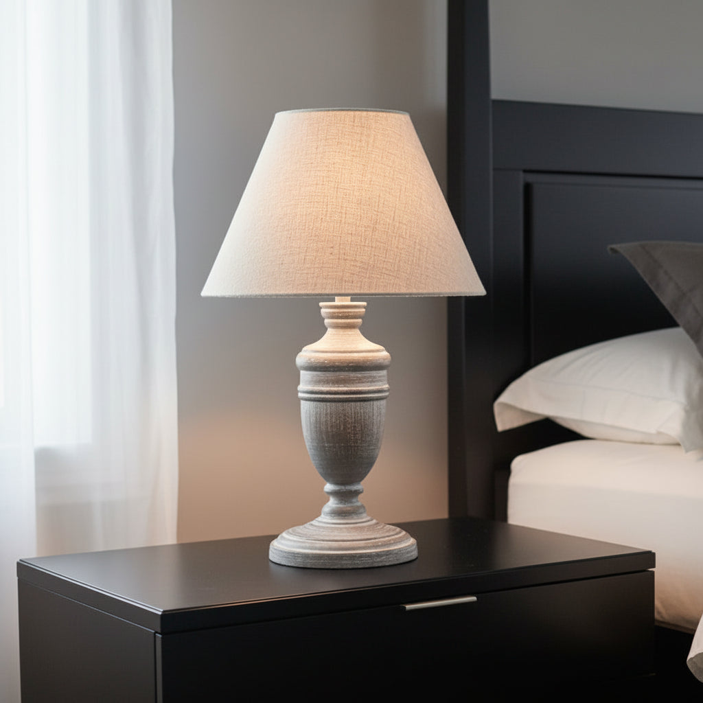 Urn Table Lamp With Linen Shade 26cm | Annie Mo's