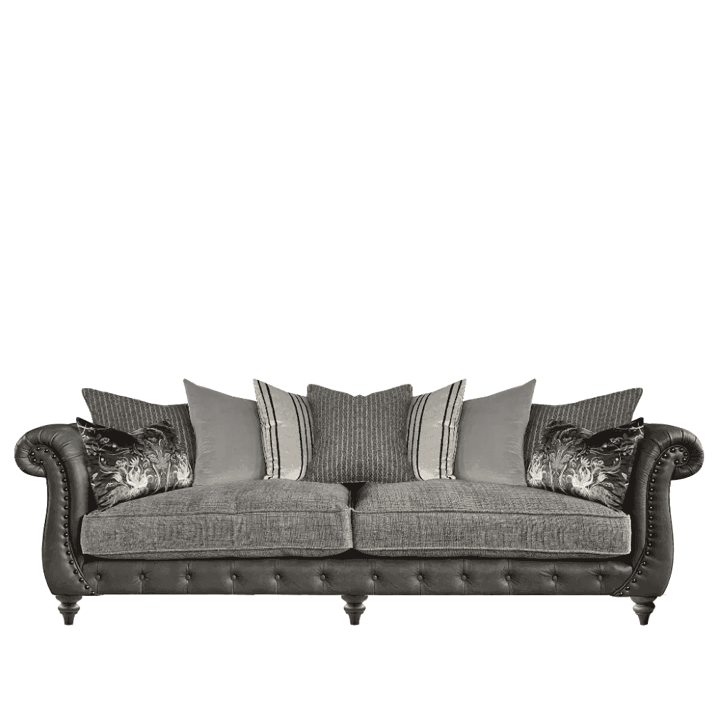 Utopia Tote Flint Leather + Nomad Fog Fabric Sofa Range