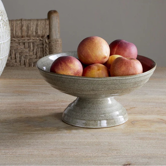 Valinha Earthenware Footed Bowl - Grey 23cm | Annie Mo's E