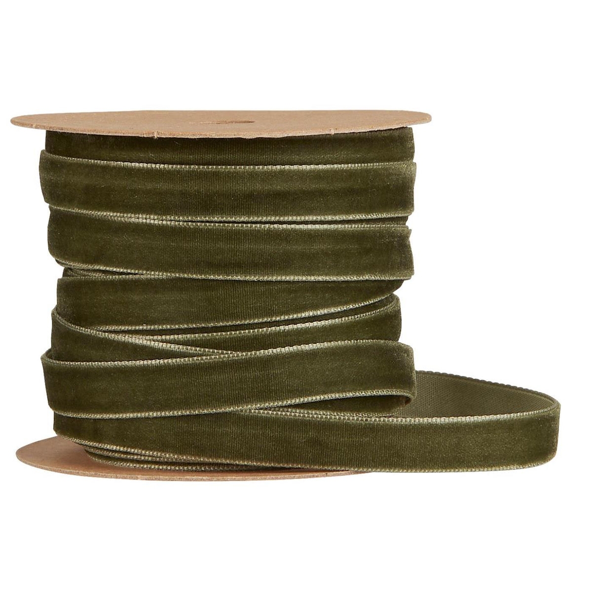 Velvet Moss Green Ribbon on Spool 10metres | Annie Mo's