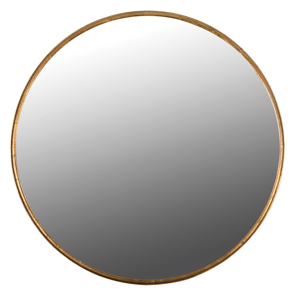 Very Large Golden Metal Round Wall Mirror 152cm