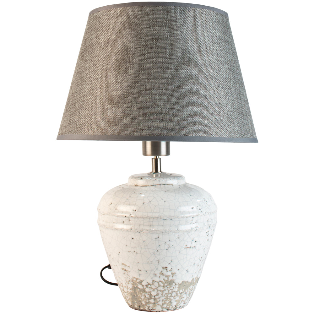 Vesta Stoneware Lamp with Grey Shade 40cm-B