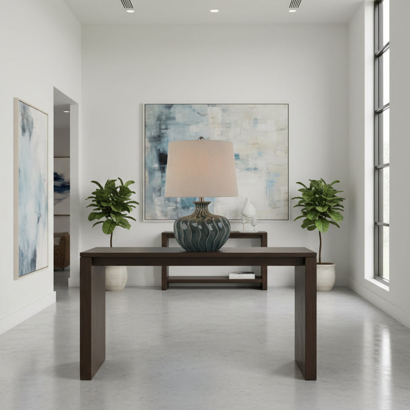 Veyla Ceramic Table Lamp With Linen Shade 51cm | Annie Mo's