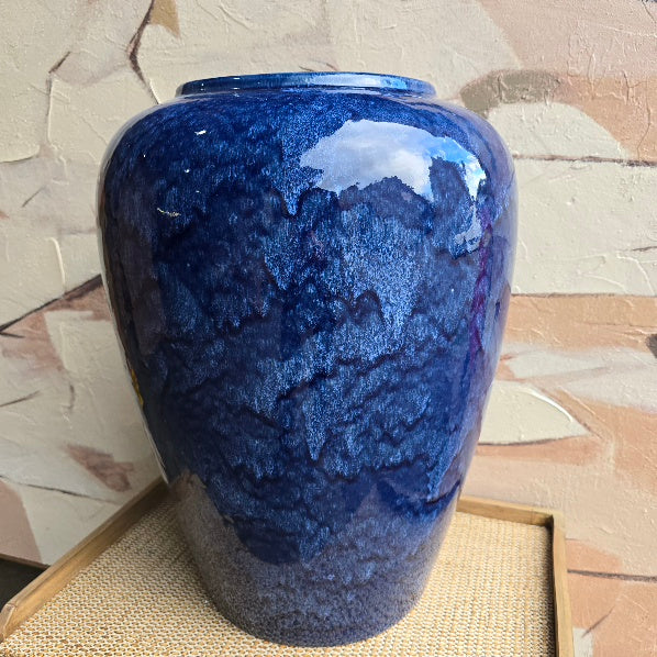 Vibrant Large Glazed Blue Ceramic Vase 3