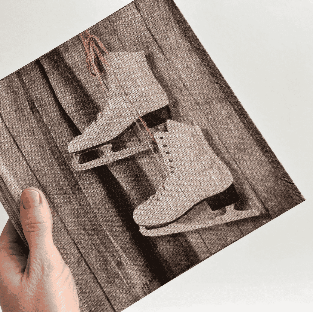 "Vintage Skates" Handmade Linen Hardcover Notebook-C