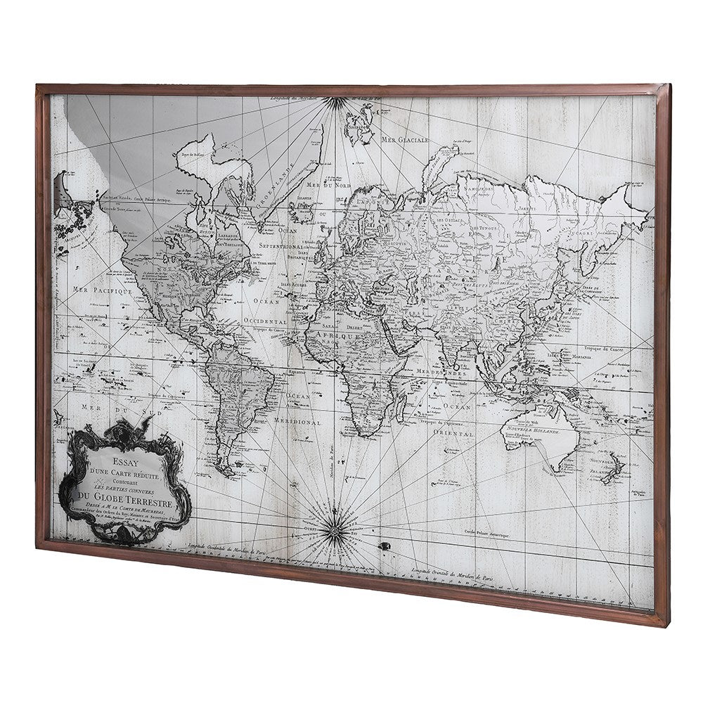 Mirrored Vintaged Metal Frame Map-1