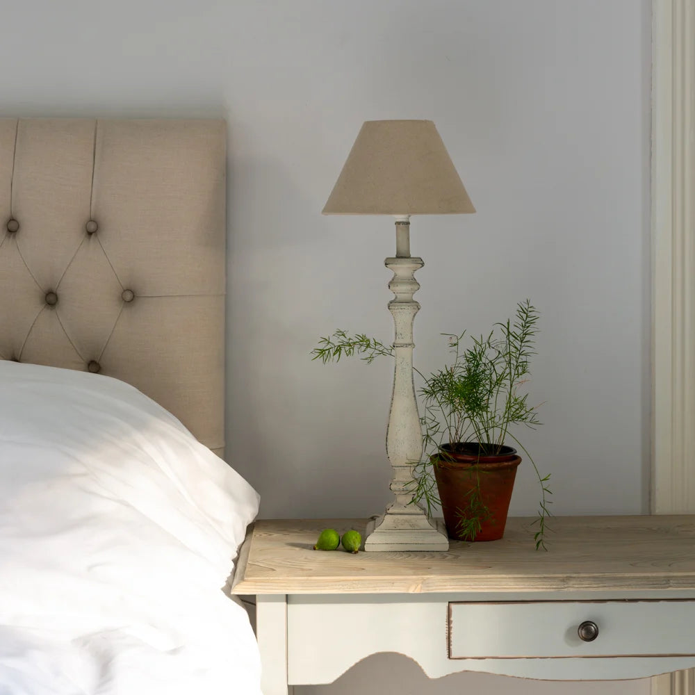 French Grey Lamp with Shade 44cm-B