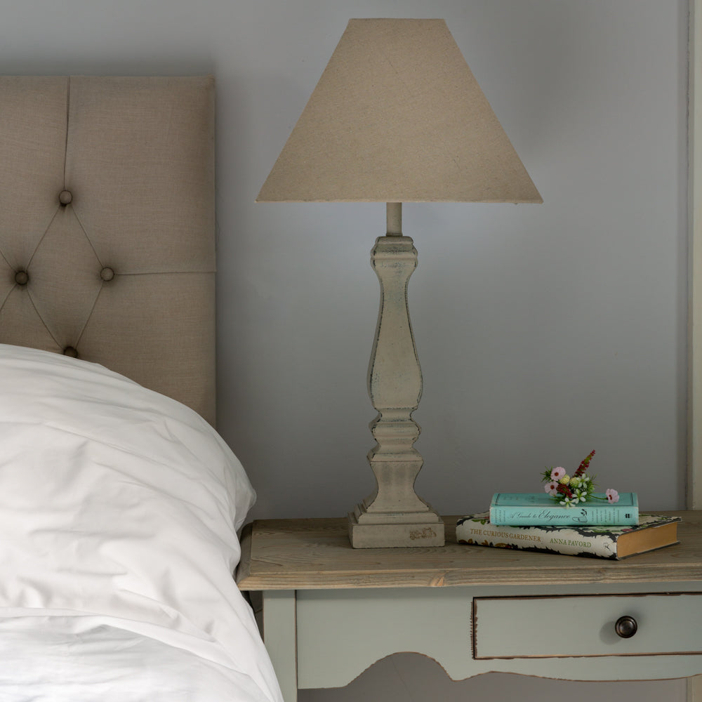 French Grey Table Lamp with Shade 51cmB