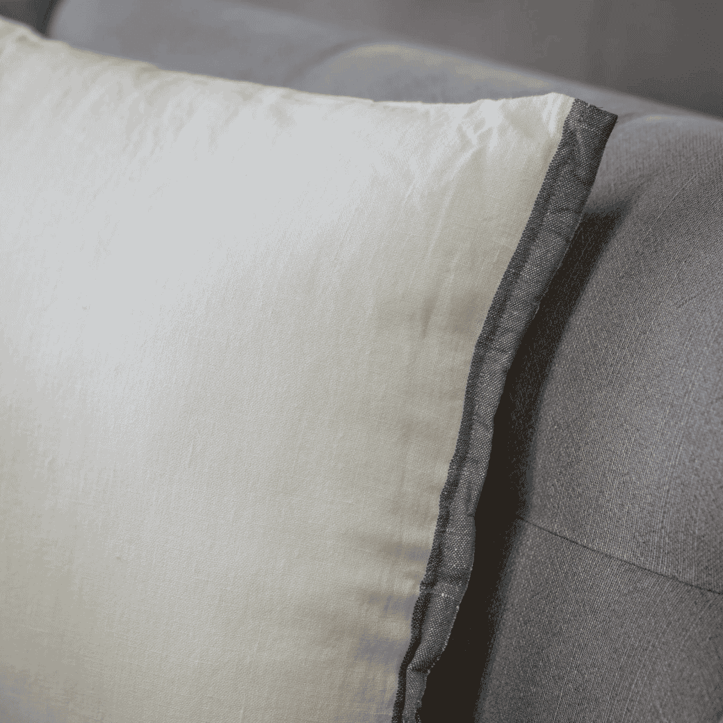 Walden 40cm Ivory Cushion with Blue Trim-B