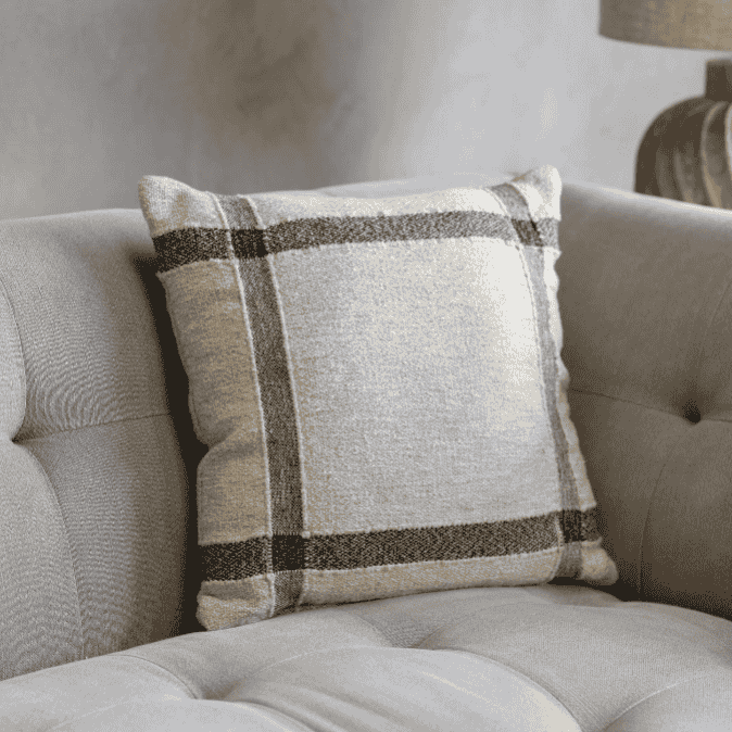 Walden 40cm Natural and Black Thick Lattice Cushion | Annie Mo's
