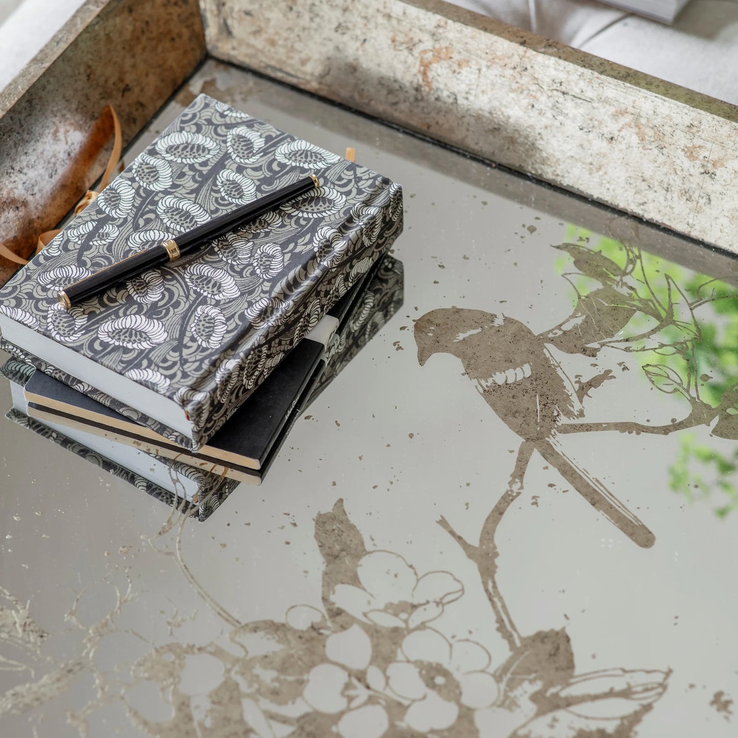 Waltham Square Mirrored Bird Tray-B