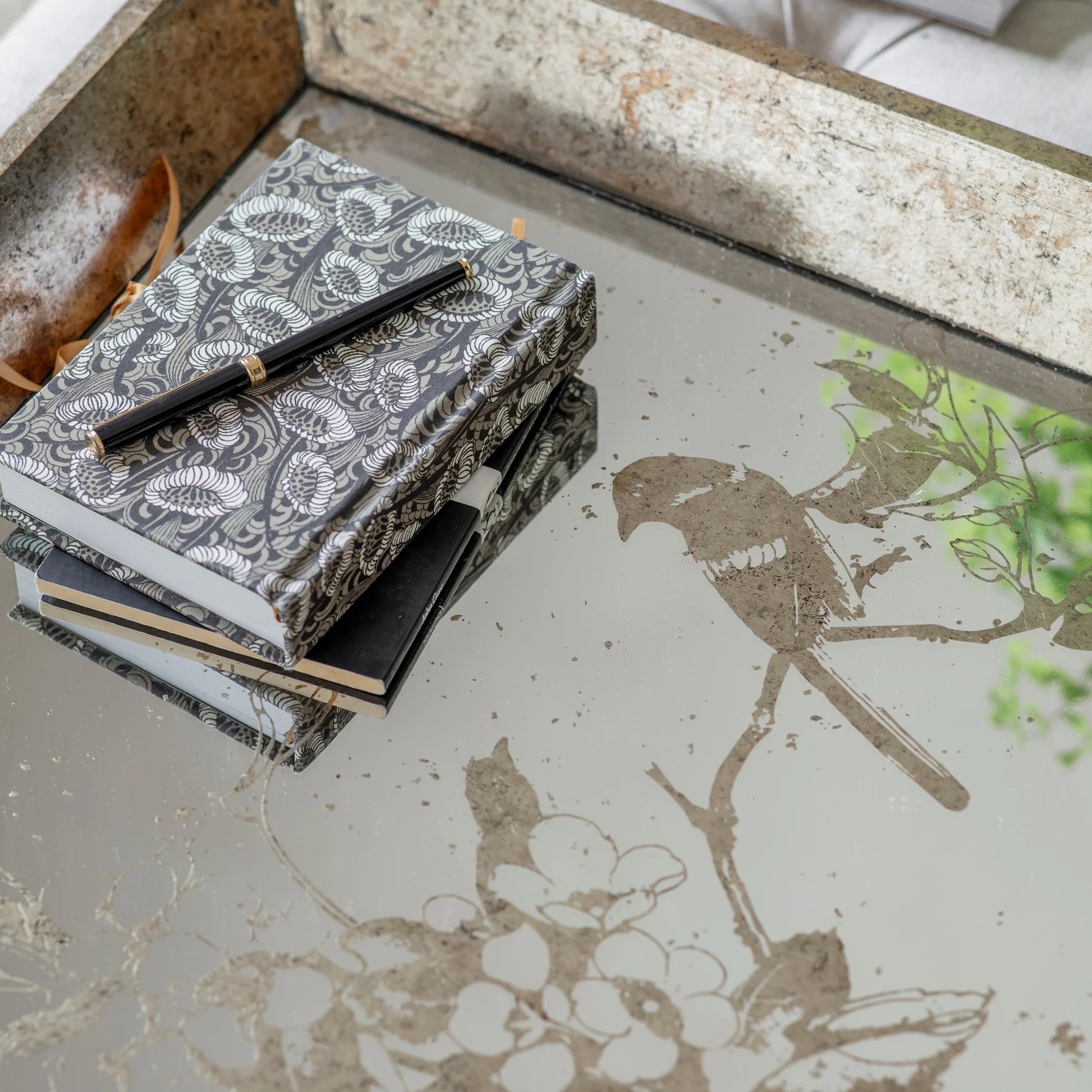 Waltham Square Mirrored Bird Tray-B