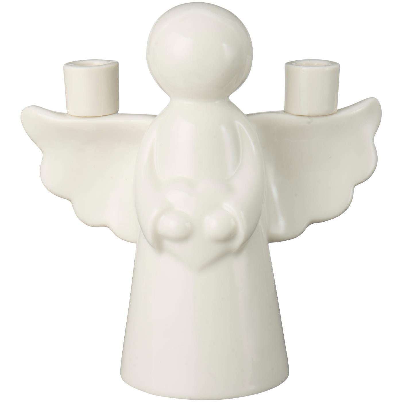 White Ceramic Angel Candle Holder for Taper Candles 17cm-B