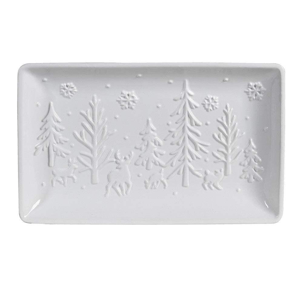 White Christmas Scene Decorative Plate - Size Choice