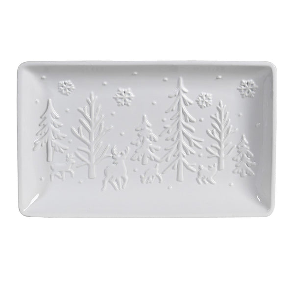 White Christmas Scene Decorative Plate - Size Choice