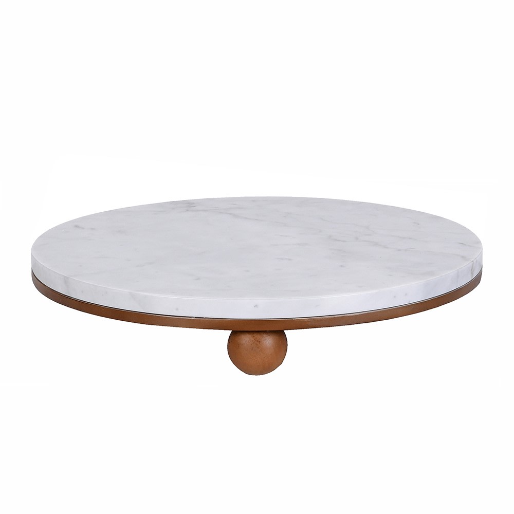 White Marble Tray with Ball Feet 40cm | Annie Mo's