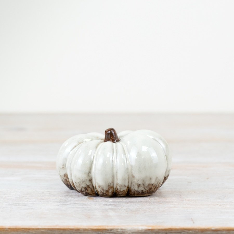 White Natural Glazed Pumpkin 10cm | Annie Mo's