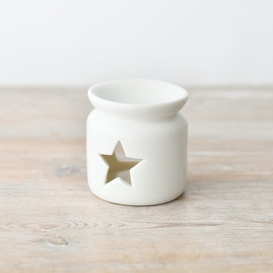 White Porcelain Star Oil or Wax Burner 10cm | Annie Mo's