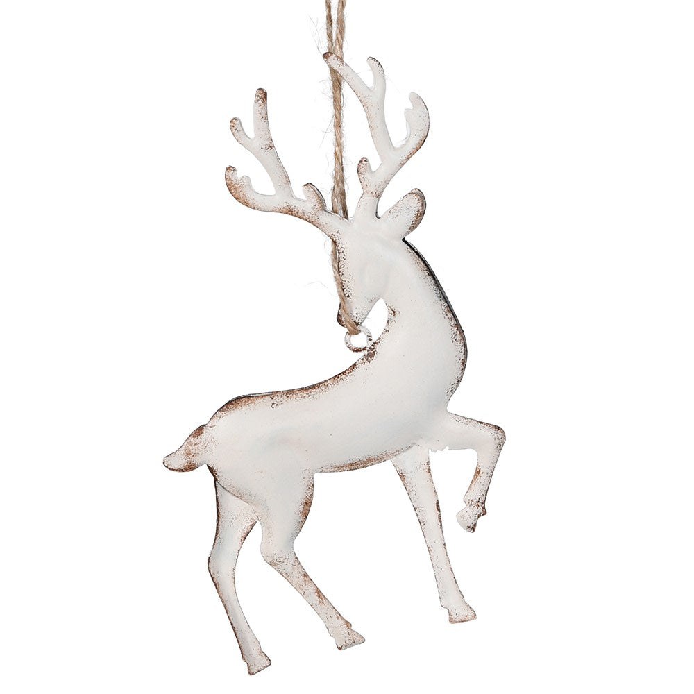White Wash Reindeer Hanging Decoration 15cm | Annie Mo's
