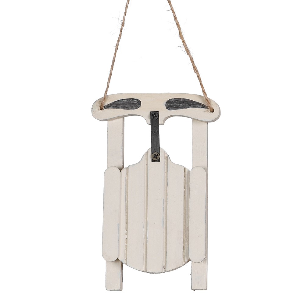 White Wash Sledge Hanging Decoration 12cm | Annie Mo's
