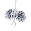 White Washed Pinecone with Bow 15cm