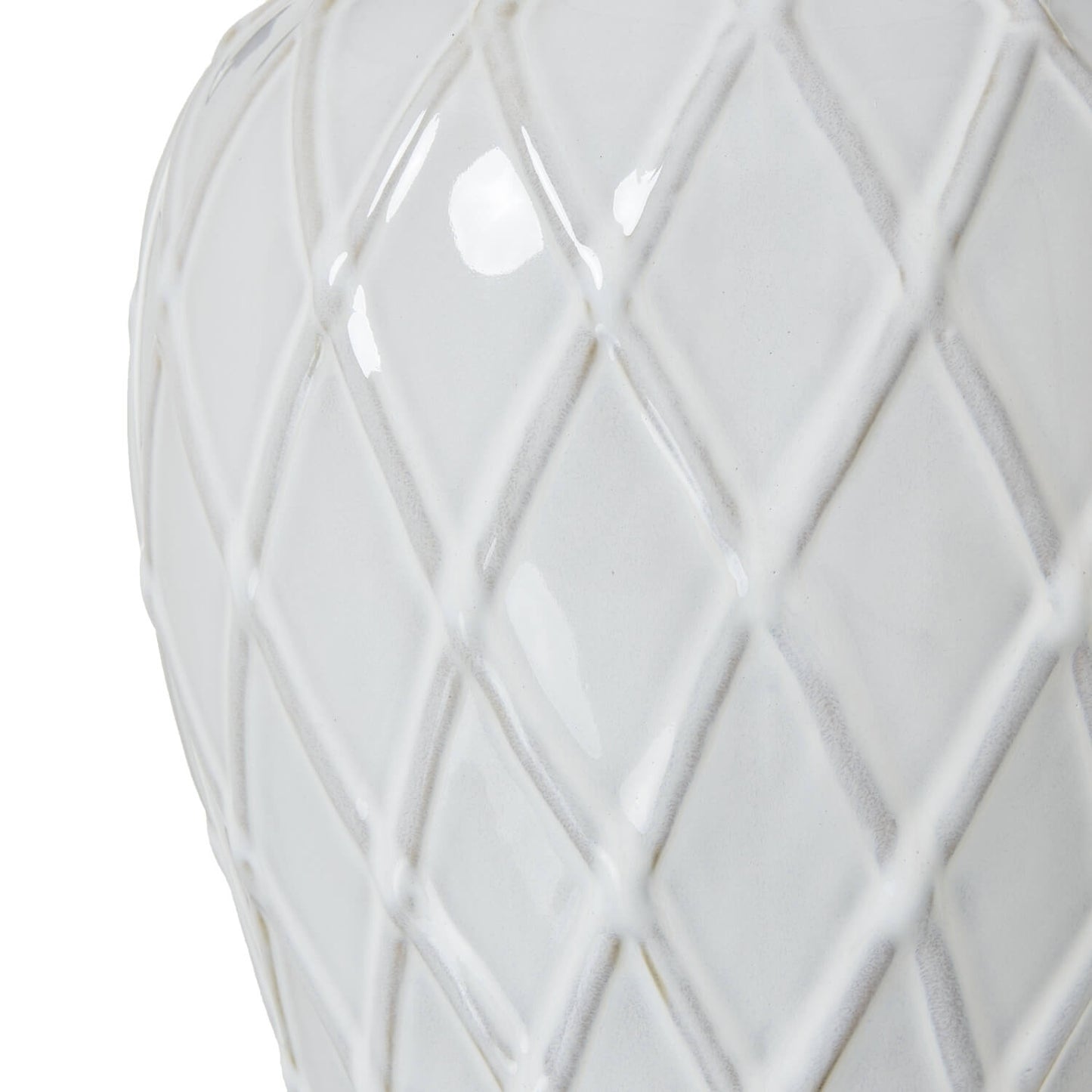 White Ceramic Ginger Jar Lamp With Linen Shade 64cm