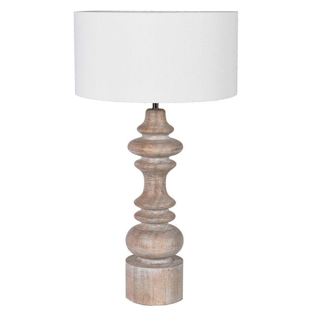 White Wash Wood Lamp with Shade 73cm