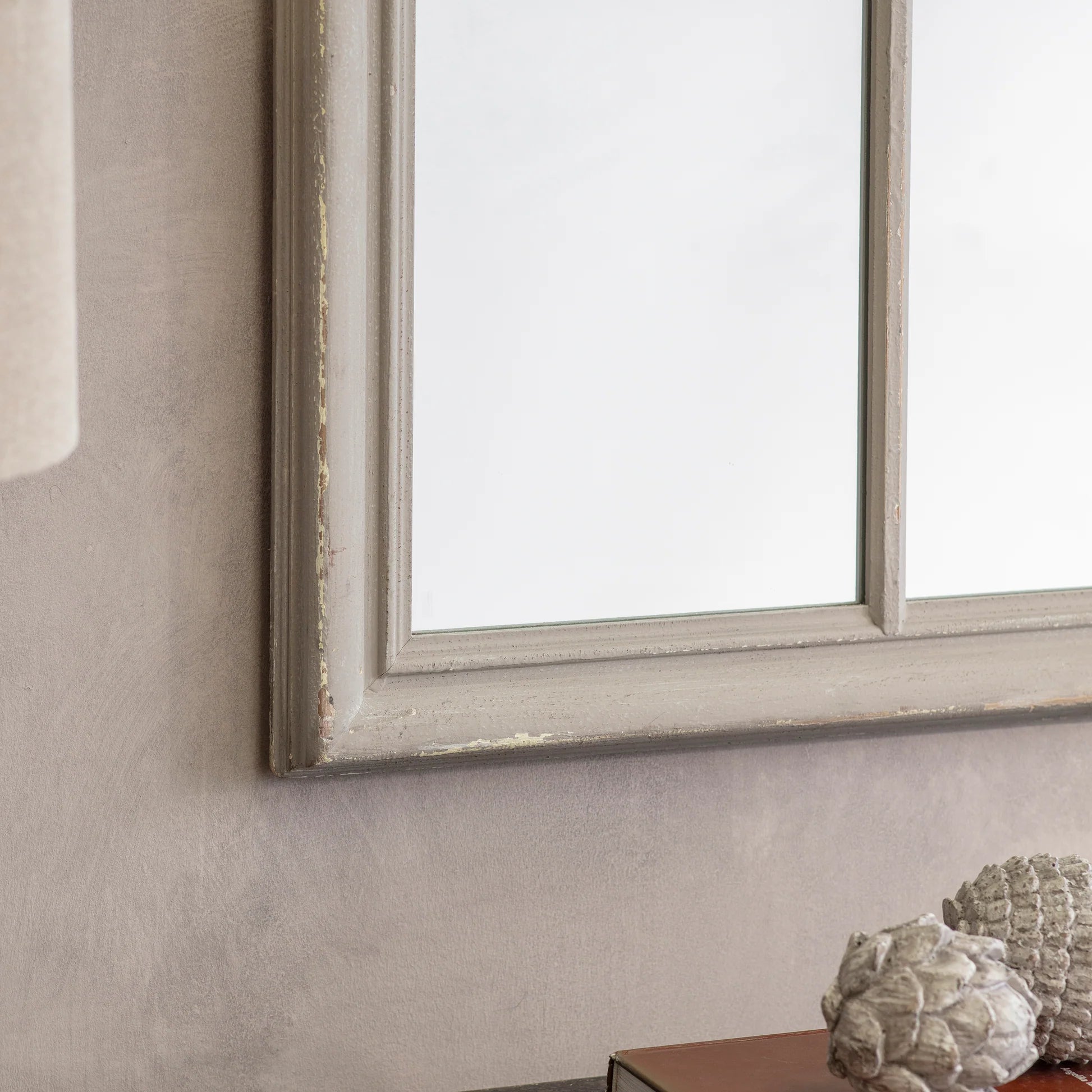 Wilton Grey Mirror with Wooden Grid 120cm