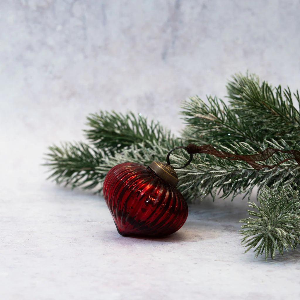 Wine Ribbed Lantern Christmas Bauble 5cm | Annie Mo's