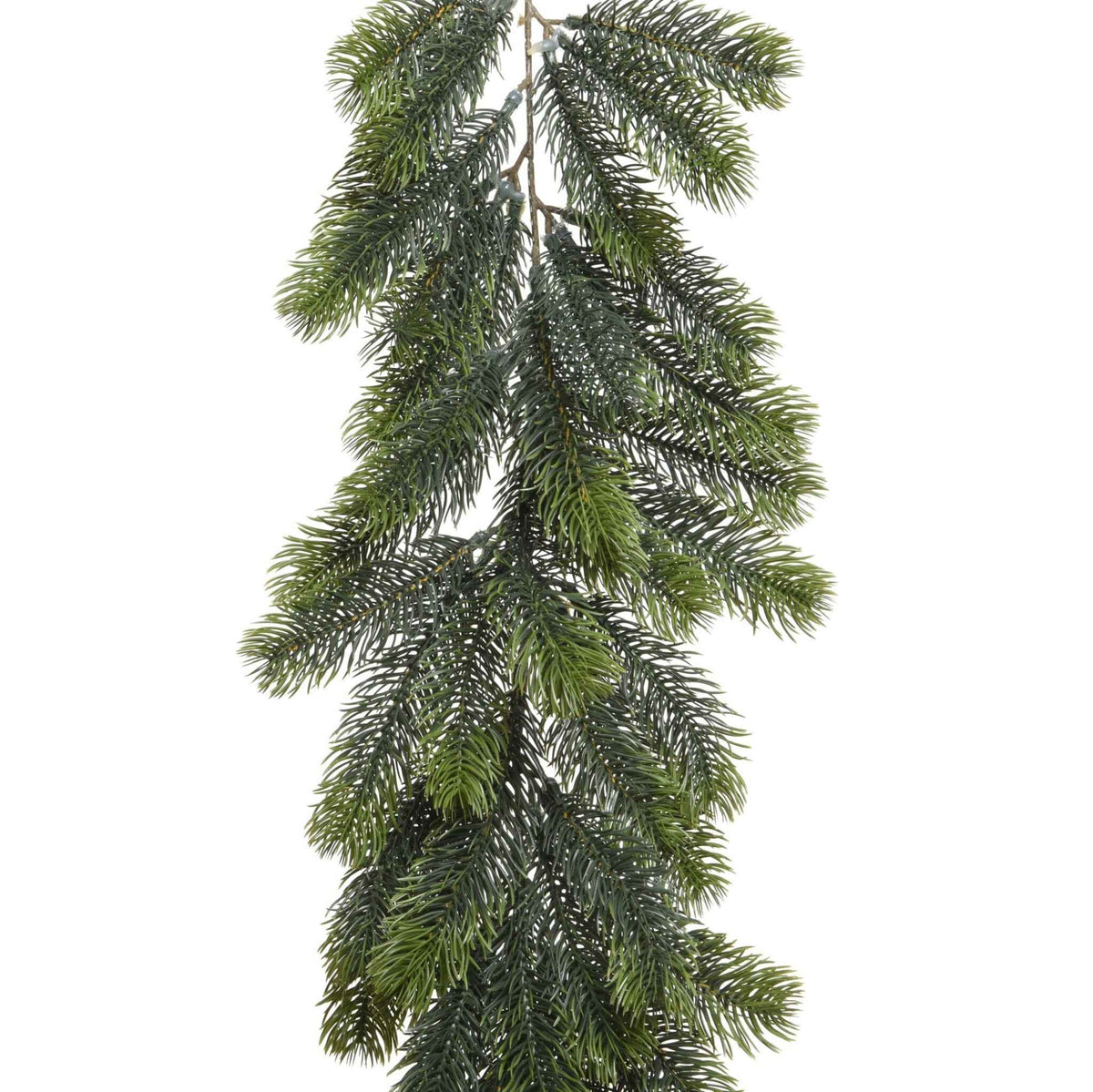 Artificial Christmas garland with green leaves on a white background